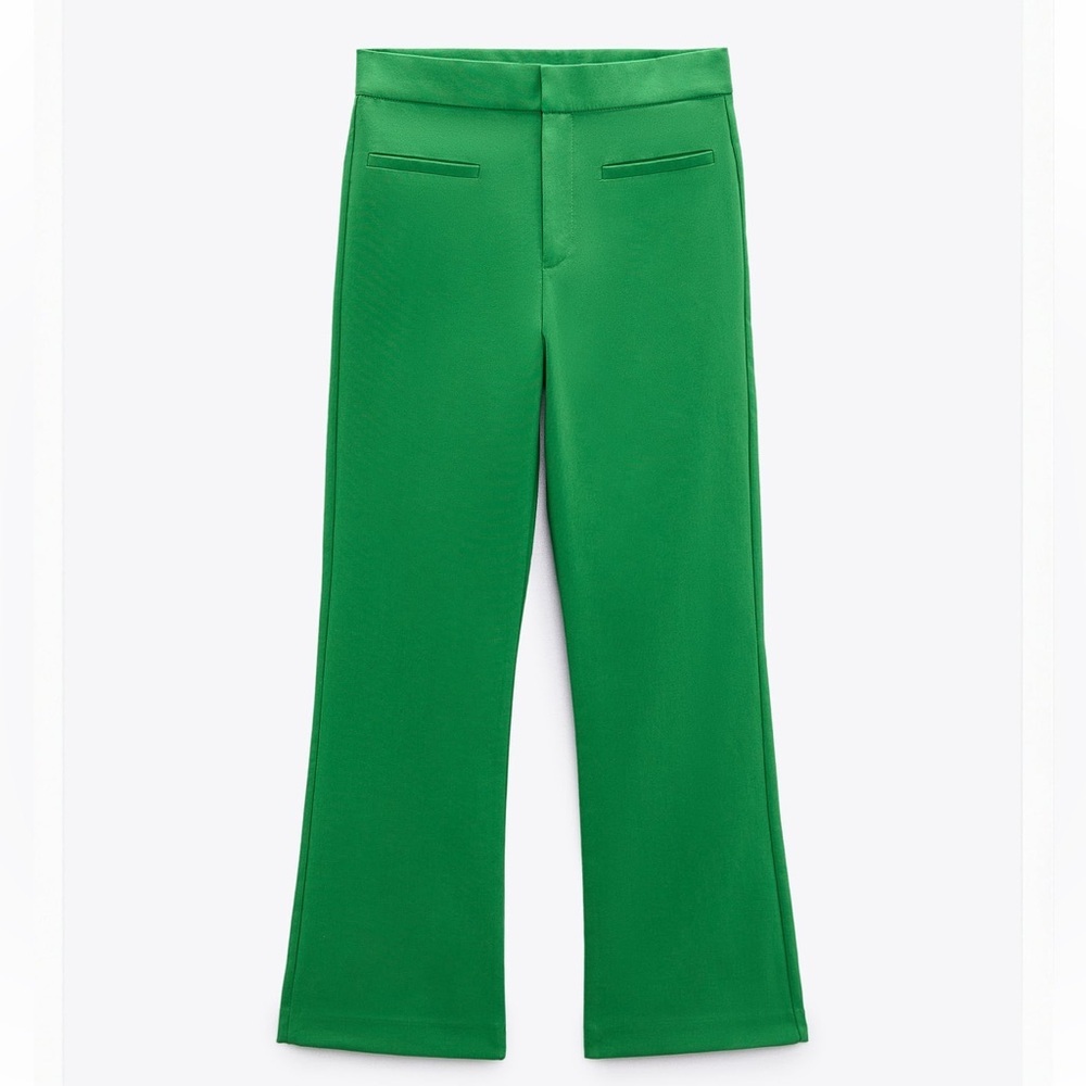 Zara NWT Green Mini Flare Pants - Picture 4 of 5